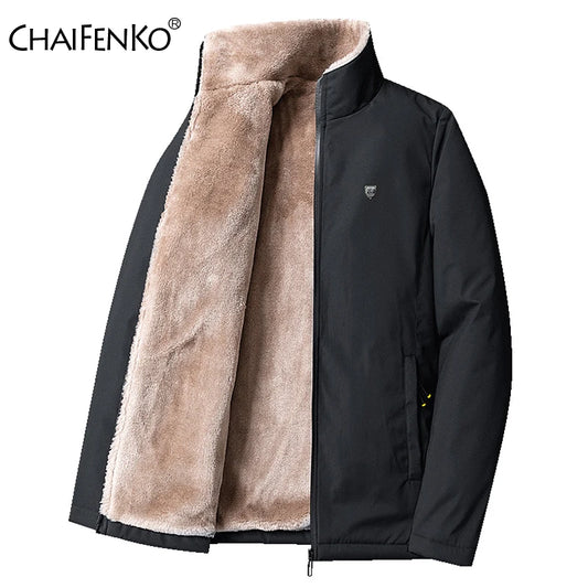 CHAIFENKO Men’s Fleece-Lined Casual Jacket – Autumn & Winter Warmth