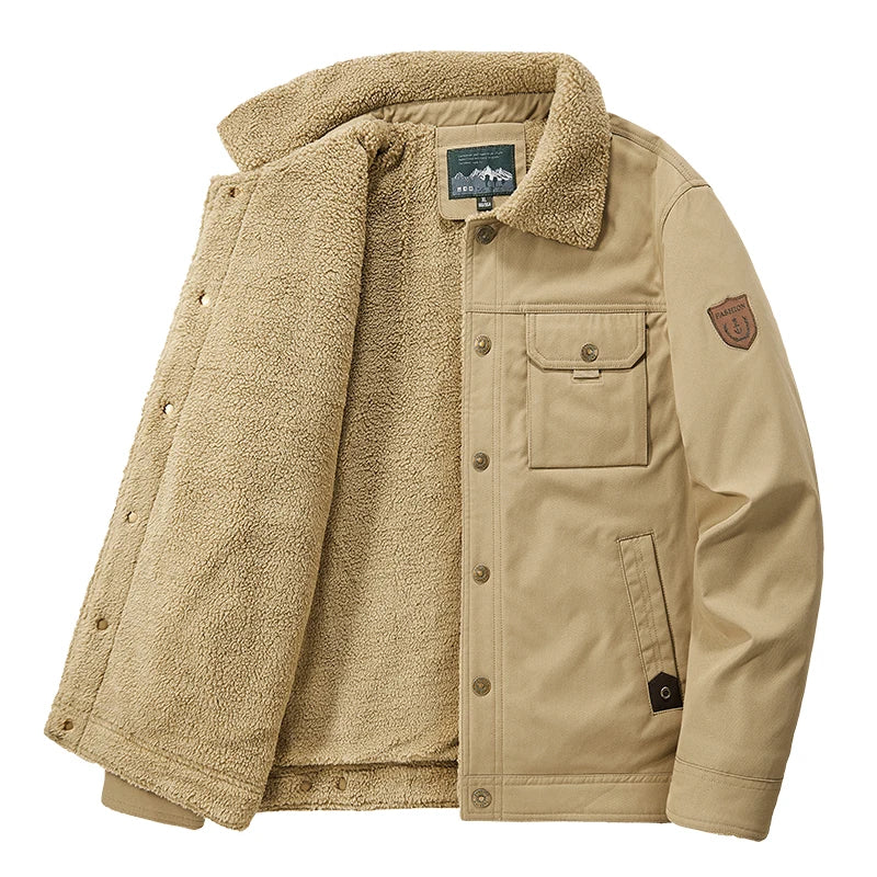 CHAIFENKO Men’s Fleece-Lined Jacket – Casual Autumn & Winter Warmth