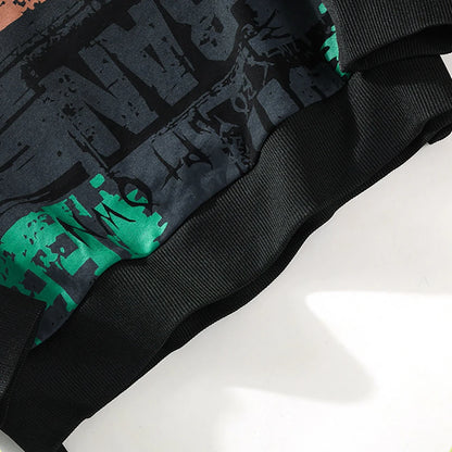 Men’s Casual Printed Hoodie – Round Neck Pullover for Spring & Autumn