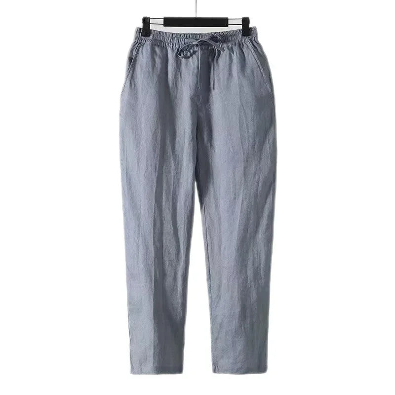 Men’s Smart Casual Elastic Waist Pants – Lightweight Ankle-Length