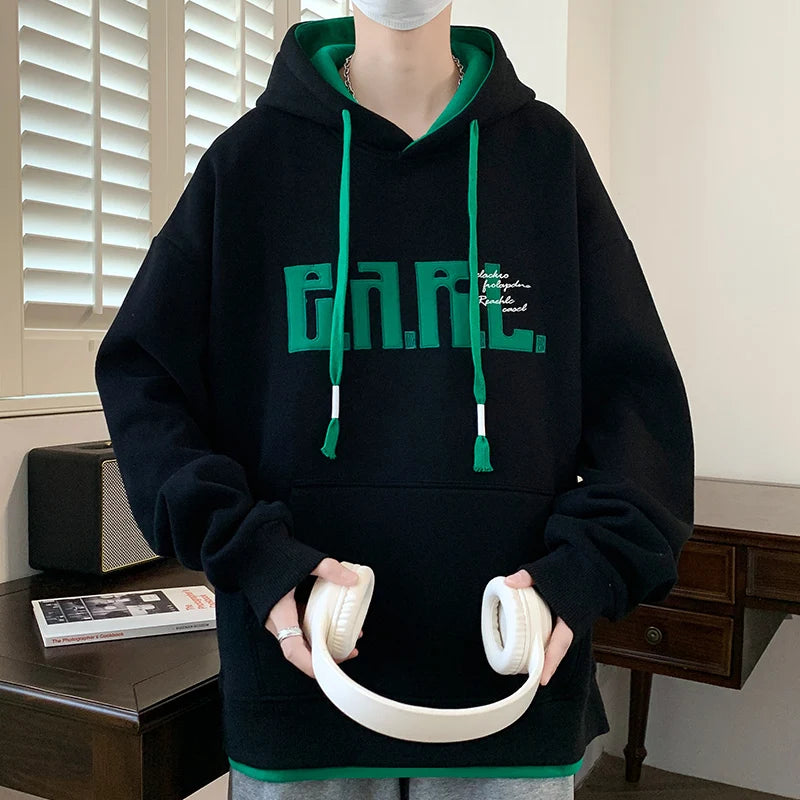 Men’s Casual Printed Hoodie – Loose Fit, Spring & Autumn Wear