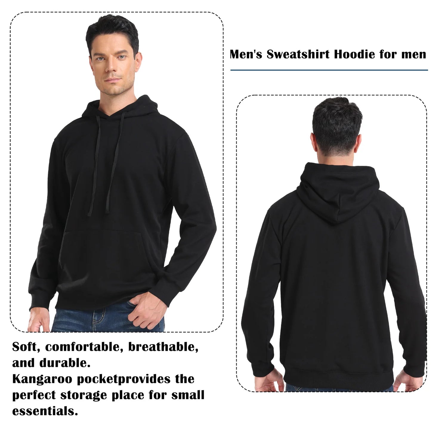 Men’s Casual Solid Hoodie – Cotton Blend Comfort for Spring & Autumn