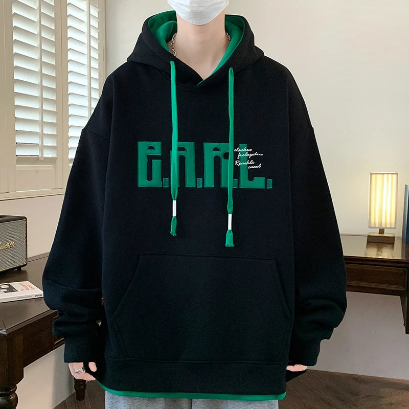 Men’s Casual Printed Hoodie – Loose Fit, Spring & Autumn Wear