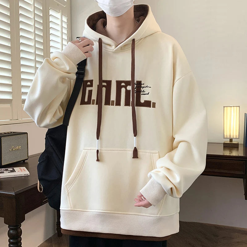 Men’s Casual Printed Hoodie – Loose Fit, Spring & Autumn Wear