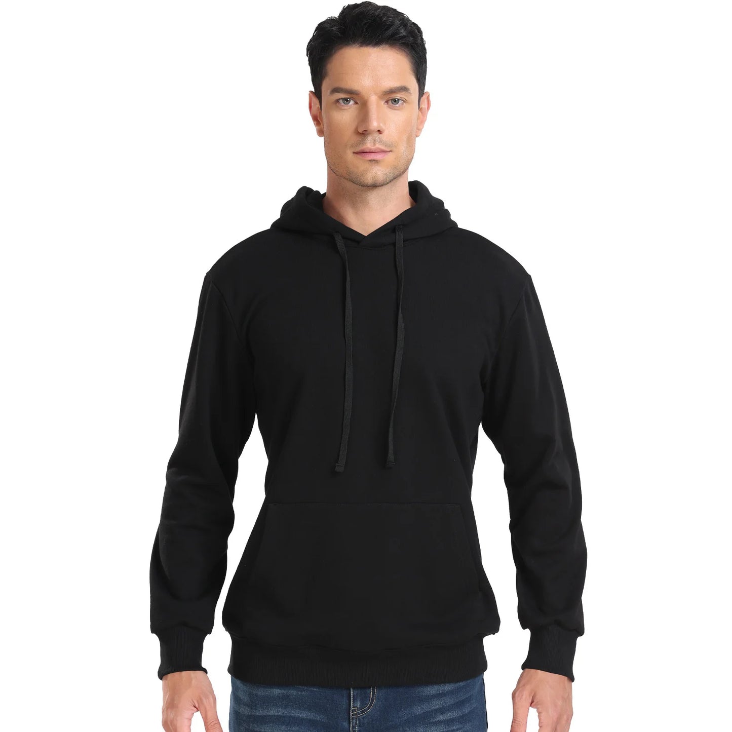 Men’s Casual Solid Hoodie – Cotton Blend Comfort for Spring & Autumn
