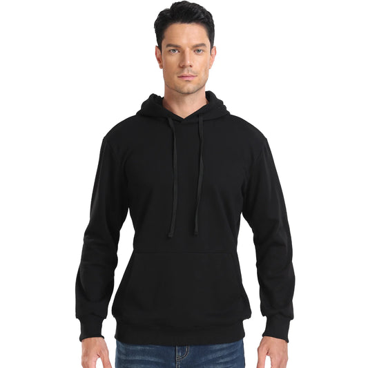 Men’s Casual Solid Hoodie – Cotton Blend Comfort for Spring & Autumn
