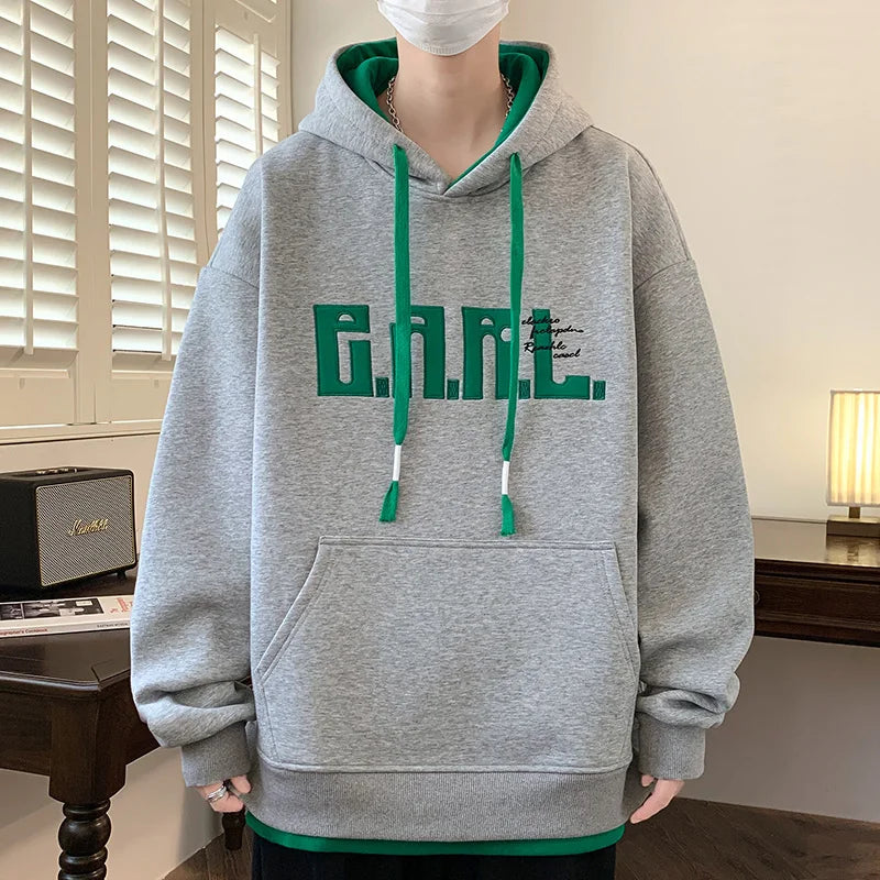 Men’s Casual Printed Hoodie – Loose Fit, Spring & Autumn Wear