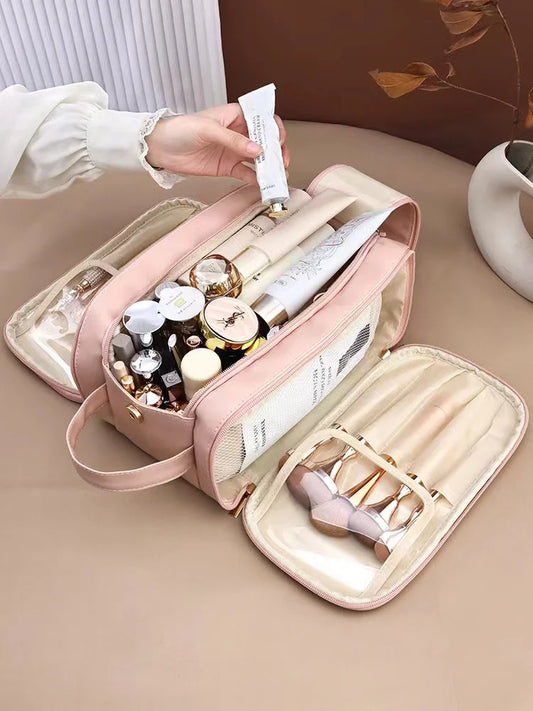 PU Leather Travel Makeup Bag – Large Capacity Waterproof Cosmetic Case