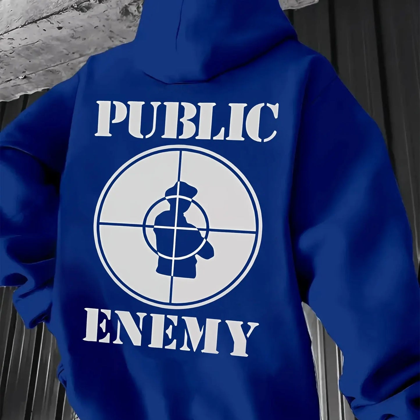 Men’s “PUBLIC ENEMY” Graphic Hoodie – Casual All-Season Streetwear Sweatshirt