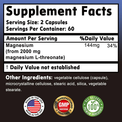 GREVIP Magnesium L-Threonate Supplement – Brain Health & Cognitive Support