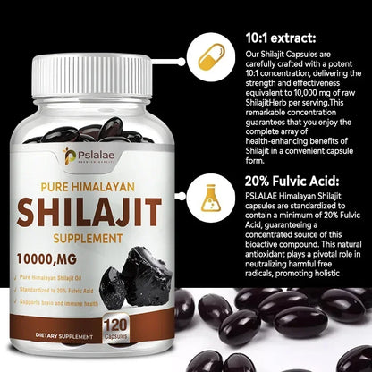 Pslalae Shilajit Capsules – 10:1 Extract for Energy, Vitality & Immunity