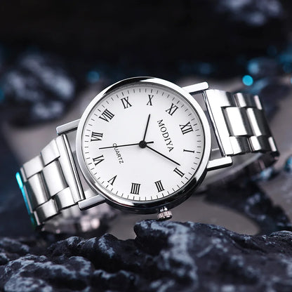 MOONBIFFY Men’s Fashion Quartz Watch – Stainless Steel Band