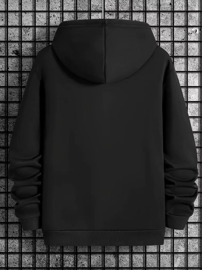 Men’s Casual Printed Hoodie – Cotton Blend, Autumn & Winter Wear