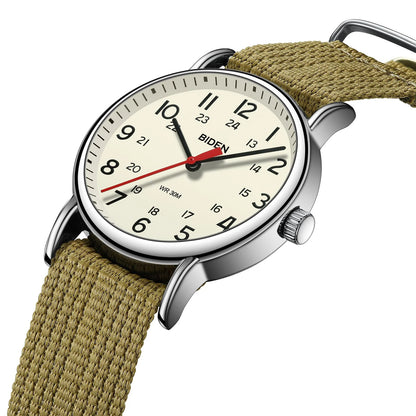BIDEN Unisex Quartz Watch – Simple & Stylish with Nylon Strap
