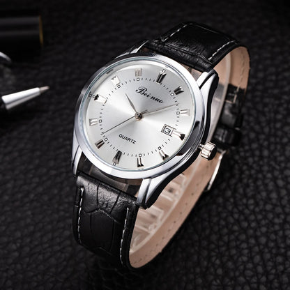 JBAILI Men’s Quartz Business Watch – Leather Band, Alloy Case, Elegant Casual Wristwatch